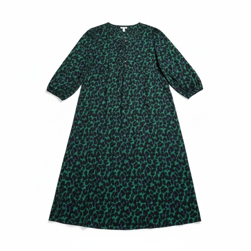 J. Jill Green Leopard Print Knit Midi Dress Womens 2X New Green Animal Print